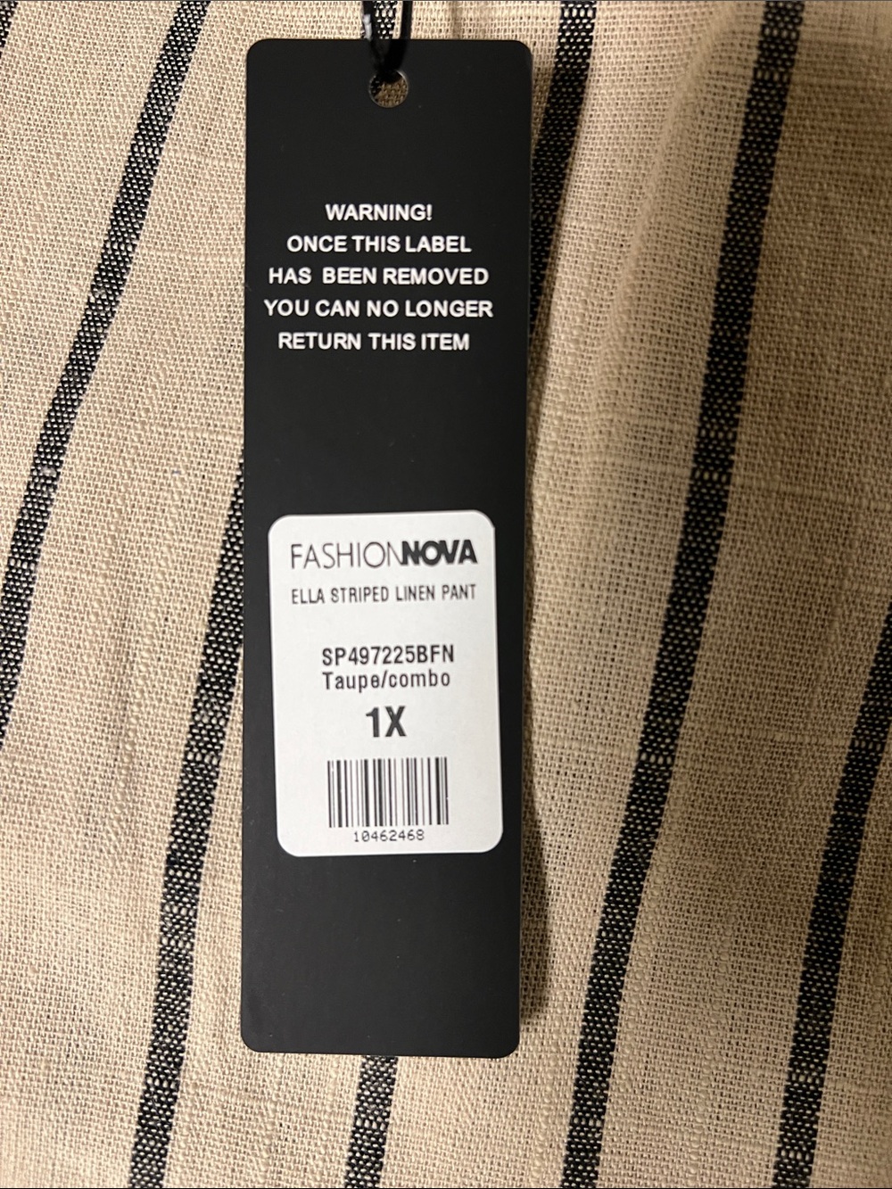 Fashion Nova High-Waist Wide-Leg Striped Pants - Cream & Black - Picture 9 of 9